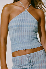 Ria Top Light Blue Chevron