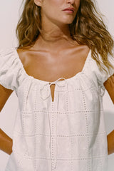 Serafina Mini Dress Handkerchief Broderie White