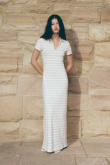 Tiesse Maxi Dress Cream Stripe - Final Sale