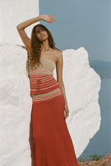 Casia Top Accordion Stripe Amber Fawn - Final Sale
