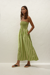 Jamie Midi Dress Ombre Stripe Juniper - Final Sale
