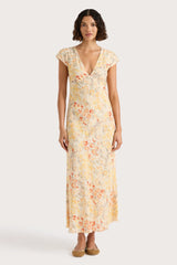 Esson Midi Dress Adeline Floral Yellow - Final Sale