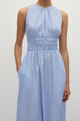 Astra Midi Dress Soft Blue Stripe - Final Sale