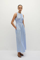 Astra Midi Dress Soft Blue Stripe - Final Sale