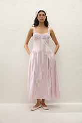 Marcella Midi Dress Fiori Stripe Palazzo - Final Sale