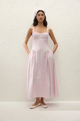 Marcella Midi Dress Fiori Stripe Palazzo - Final Sale
