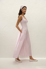 Marcella Midi Dress Fiori Stripe Palazzo - Final Sale