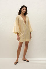 Pia Mini Dress Ombre Stripe Faded Mustard - Final Sale