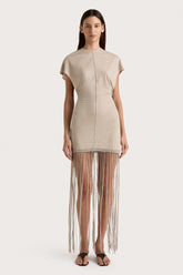 Ines Fringe Dress Oatmeal - Final Sale