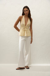 Ermita Top Ombre Stripe Faded Mustard - Final Sale