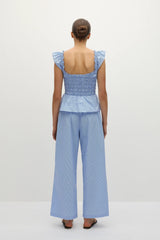 Martine Pant Micro Gingham Soft Blue - Final Sale