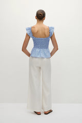Eudora Top Micro Gingham Soft Blue - Final Sale
