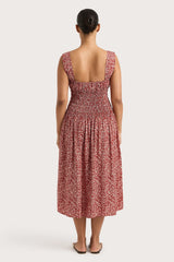 Yerres Midi Dress Peony Stamp Garnet - Final Sale