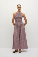 Laia Maxi Dress Gingham Deep Red