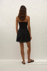 Roja Mini Dress Rosa Broderie Black - Final Sale