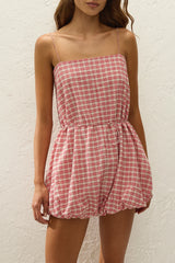 Riatto Playsuit Vintage Red Check