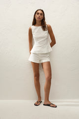 Olivia Short Valentina Broderie White - Final Sale