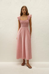 Eudora Midi Dress Vintage Red Check
