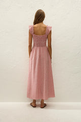 Eudora Midi Dress Vintage Red Check
