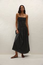 Mira Maxi Dress Lola Polka Dot Black Off White