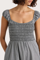 Amelie Midi Dress Gingham Black - Final Sale
