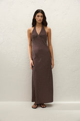 Rosa Maxi Dress Polkadot Chocolate Plum - Final Sale