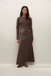 Mesa Maxi Dress Polkadot Chocolate Plum - Final Sale