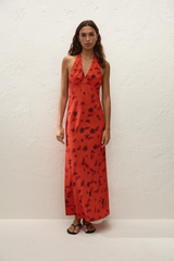 Rosa Maxi Dress Pirazzo Floral Rosso - Final Sale