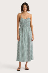 Marianne Midi Dress Green Stripe - Final Sale