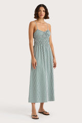 Marianne Midi Dress Green Stripe - Final Sale