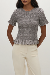 Edda Top Hanne Gingham Espresso - Final Sale
