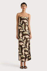 Yolaine Midi Dress Jardin Floral Chocolate - Final Sale