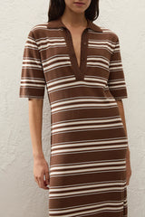 Santiago Polo Dress Ombre Stripe Macro Carob - Final Sale