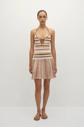 Elea Mini Dress Puce Sepia Stripe - Final Sale