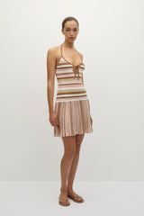 Elea Mini Dress Puce Sepia Stripe - Final Sale