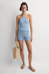 Raya Short Light Blue Chevron