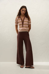 Sable Polo Shirt Luis Stripe Dusty Mauve