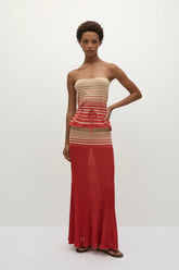 Citara Skirt Accordion Stripe Amber Fawn - Final Sale