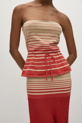 Casia Top Accordion Stripe Amber Fawn - Final Sale