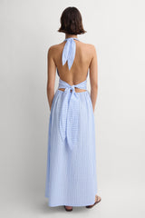 Lido Maxi Dress Paloma Check Light Blue White