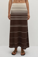 Casia Maxi Skirt Accordion Stripe Brown Beige - Final Sale
