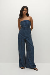 Lalia Trouser Chevron Stripe Vintage Navy - Final Sale