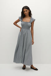 Janne Midi Dress Hanne Gingham Vintage Navy - Final Sale