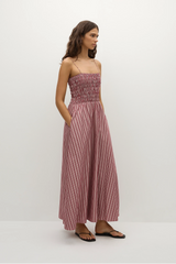 Anniken Maxi Dress Burgundy Stripe - Final Sale