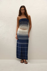 Casia Maxi Skirt Navy Cream Stripe - Final Sale