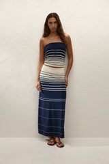 Casia Maxi Skirt Navy Cream Stripe - Final Sale