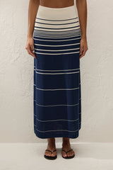 Casia Maxi Skirt Navy Cream Stripe - Final Sale
