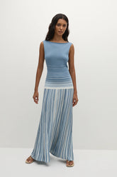 Xyla Maxi Dress Accordion Stripe Mineral Blue - Final Sale
