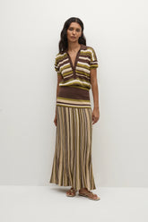 Citara Skirt Espresso Pine Stripe - Final Sale