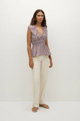 Hedda Top Maia Stripe Burgundy - Final Sale